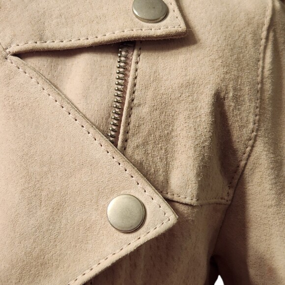 Pamela McCoy Women’s Pink Suede Leather Biker Jacket XS – Ruffle Hem Designer - Picture 15 of 16